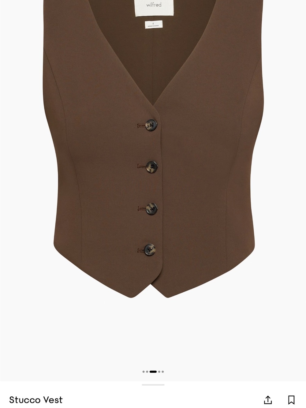 Aritzia Wilfred Stucco Vest in Rich Mocha Brown